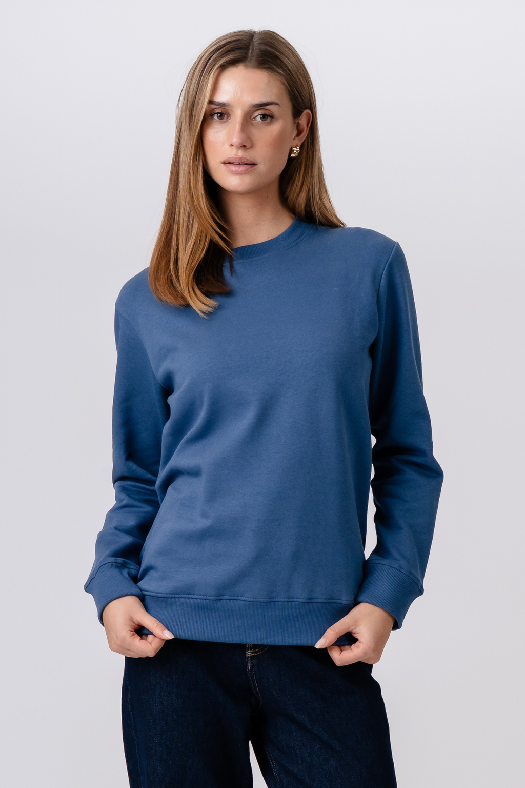 Sweatshirt met ronde hals - Blauw