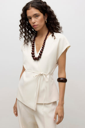 Vannah Midi-gilet met V-hals - Berken