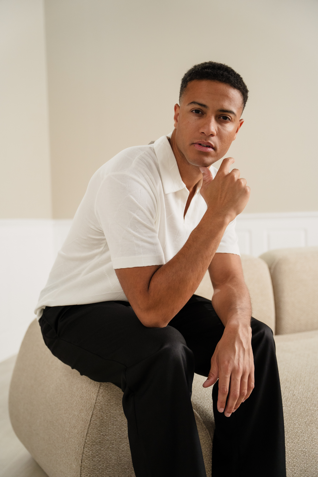 Atlas textured polo - wit