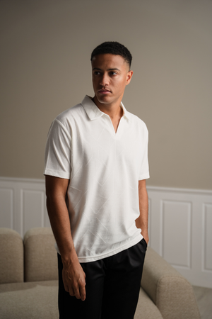 Atlas textured polo - wit