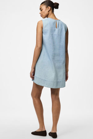 Flora Mini Denim Dress - Light Blue Denim