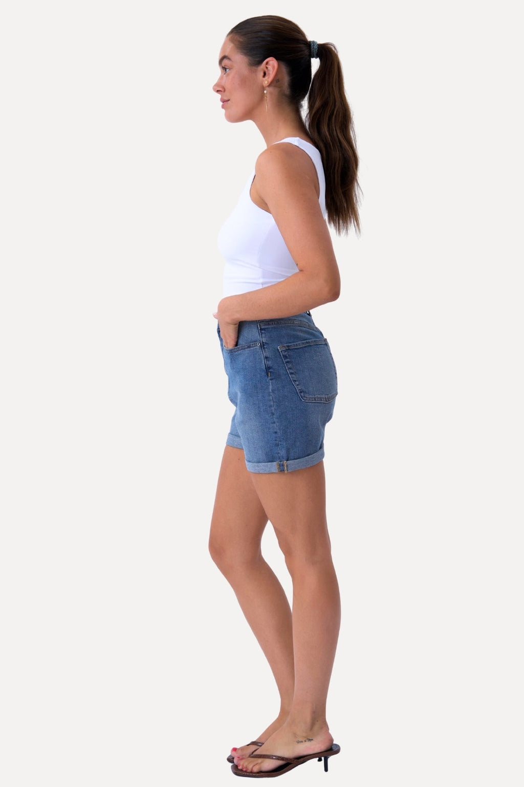 The Original Performance Denim Shorts - Medium Blauw Denim (Vrouw)