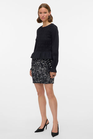 Bella korte rok - zwart zilver