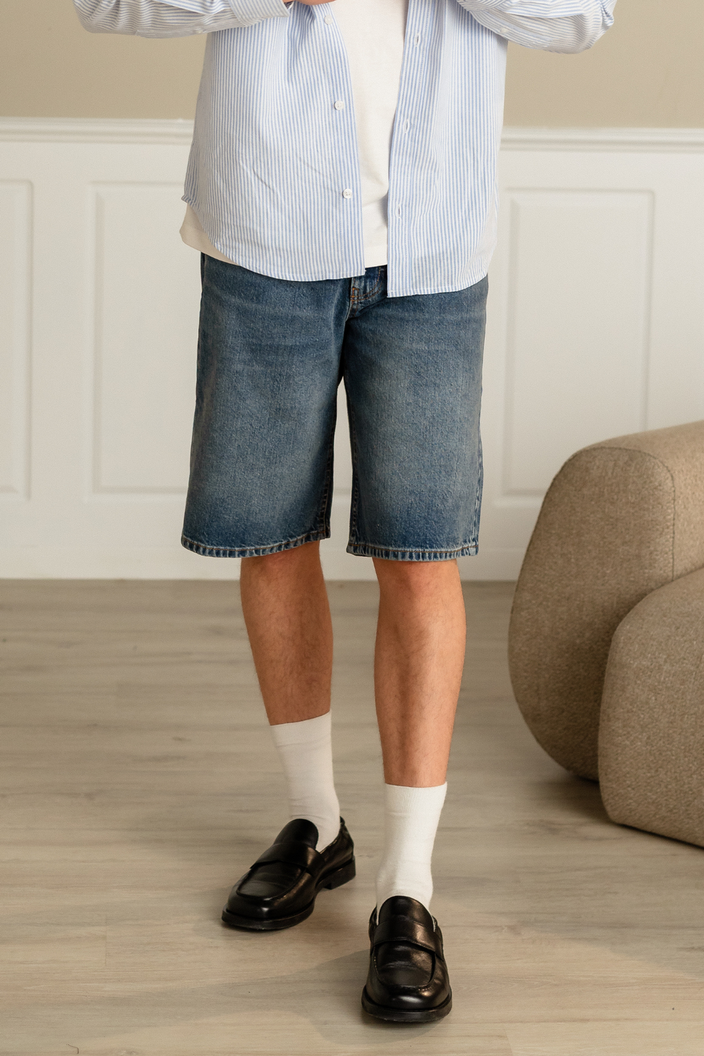 Denim Shorts Los - blauw