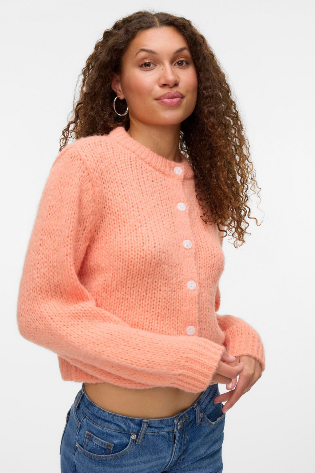 Wilo O -Neck Cardigan - Cantaloupe
