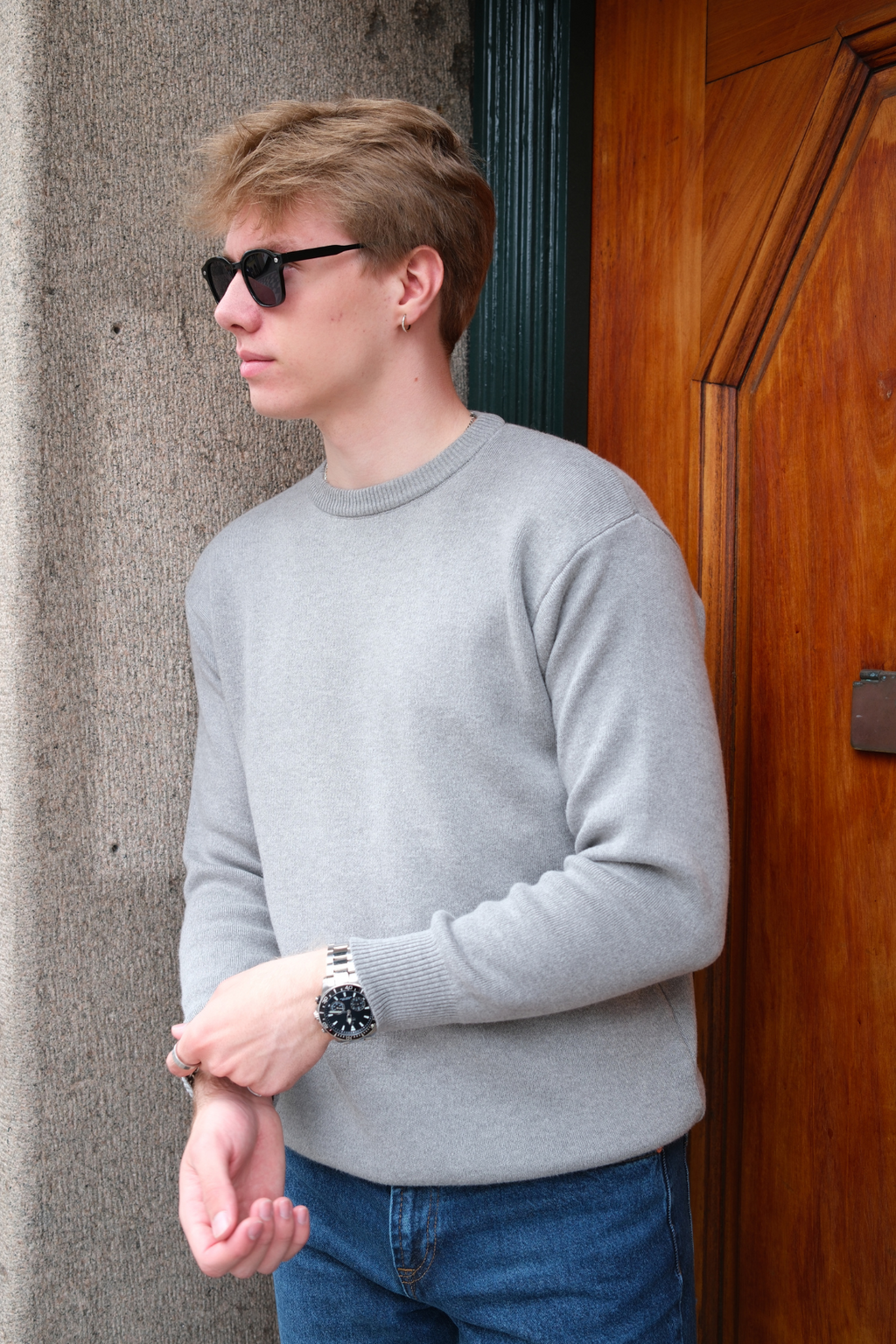 Crewneck Knit Sweater - lichtgrijs
