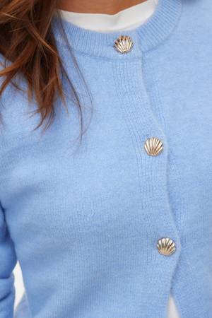 Fiona Kort Knoopvest - Brunnera Blue Melange