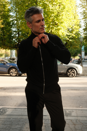 Pullover vest met rits - Zwart