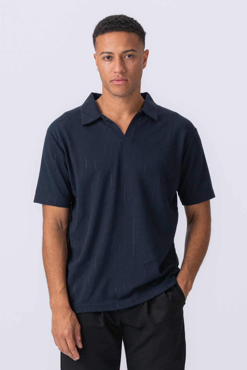 Atlas textured polo - marine