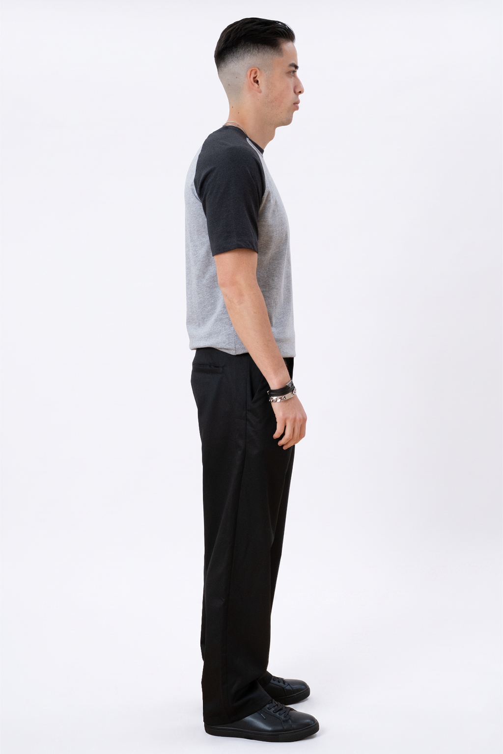 Basic Raglan T-shirt-zwart-licht grijs