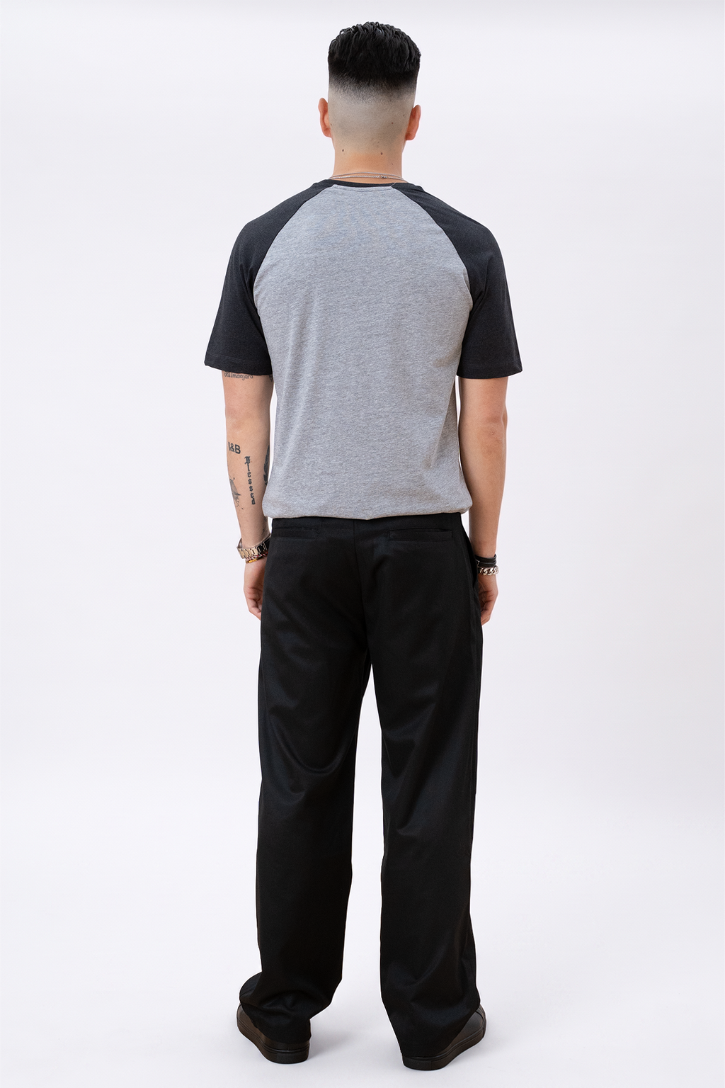 Basic Raglan T-shirt-zwart-licht grijs