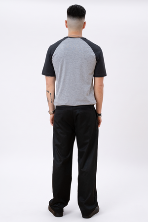 Basic Raglan T-shirt-zwart-licht grijs