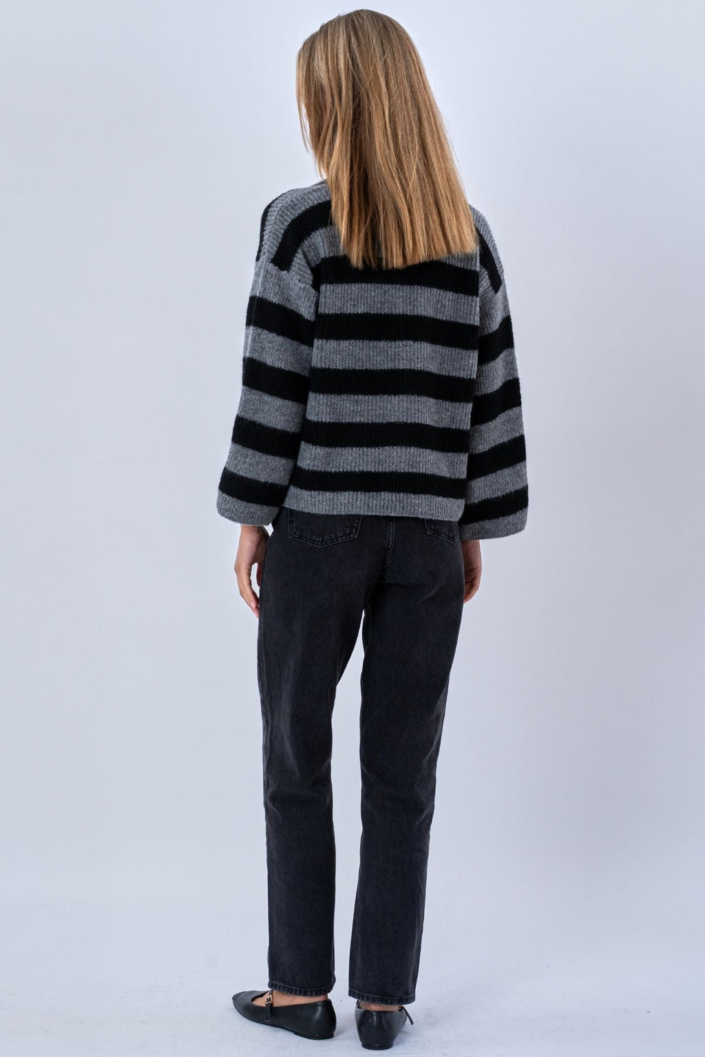 Josie Polo Gebreid - Grijs/Zwart