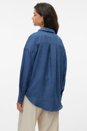 Melaney Queeny overhemd - Donker denim gemêleerd