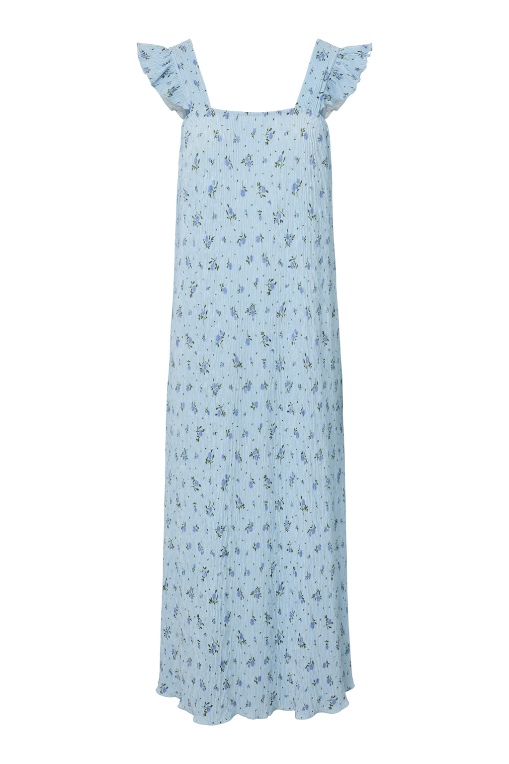 Flora jurk met bandjes en volants - kasjmierblauw