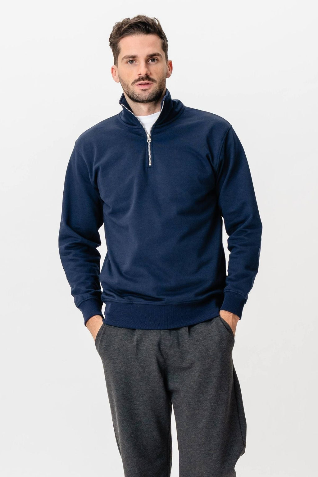 Sweatshirt halve zip - marine