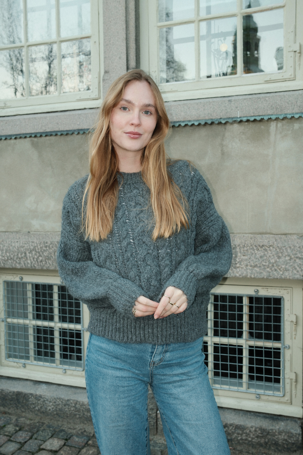 Emma Cable Knit - Mid Grey