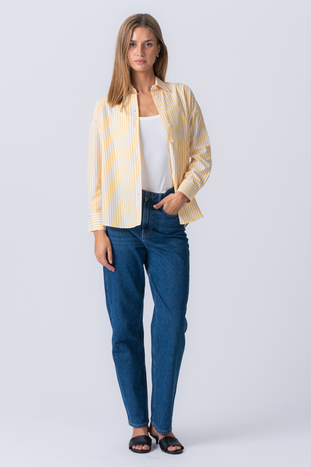 Layla gestreepte shirt - geel