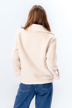 Shearling korte jas - Chalk