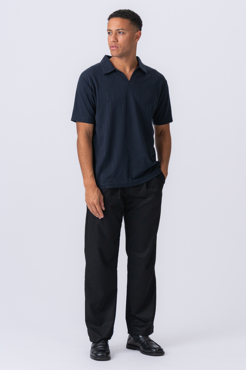 Atlas textured polo - marine