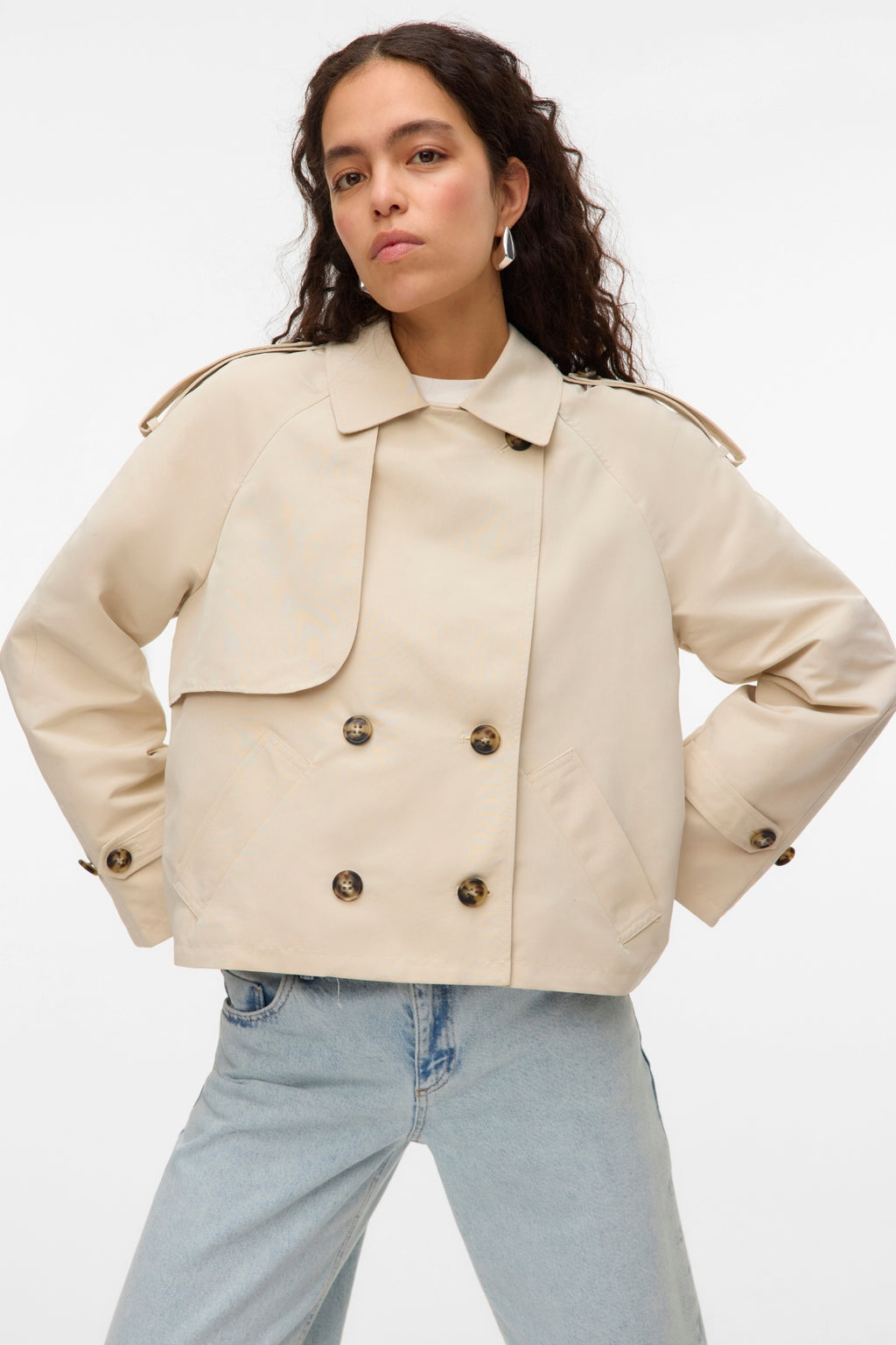 Chloe korte trenchcoat - havermout