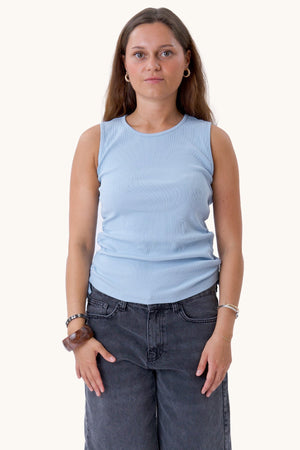 Kennedy top met O-hals - kasjmierblauw