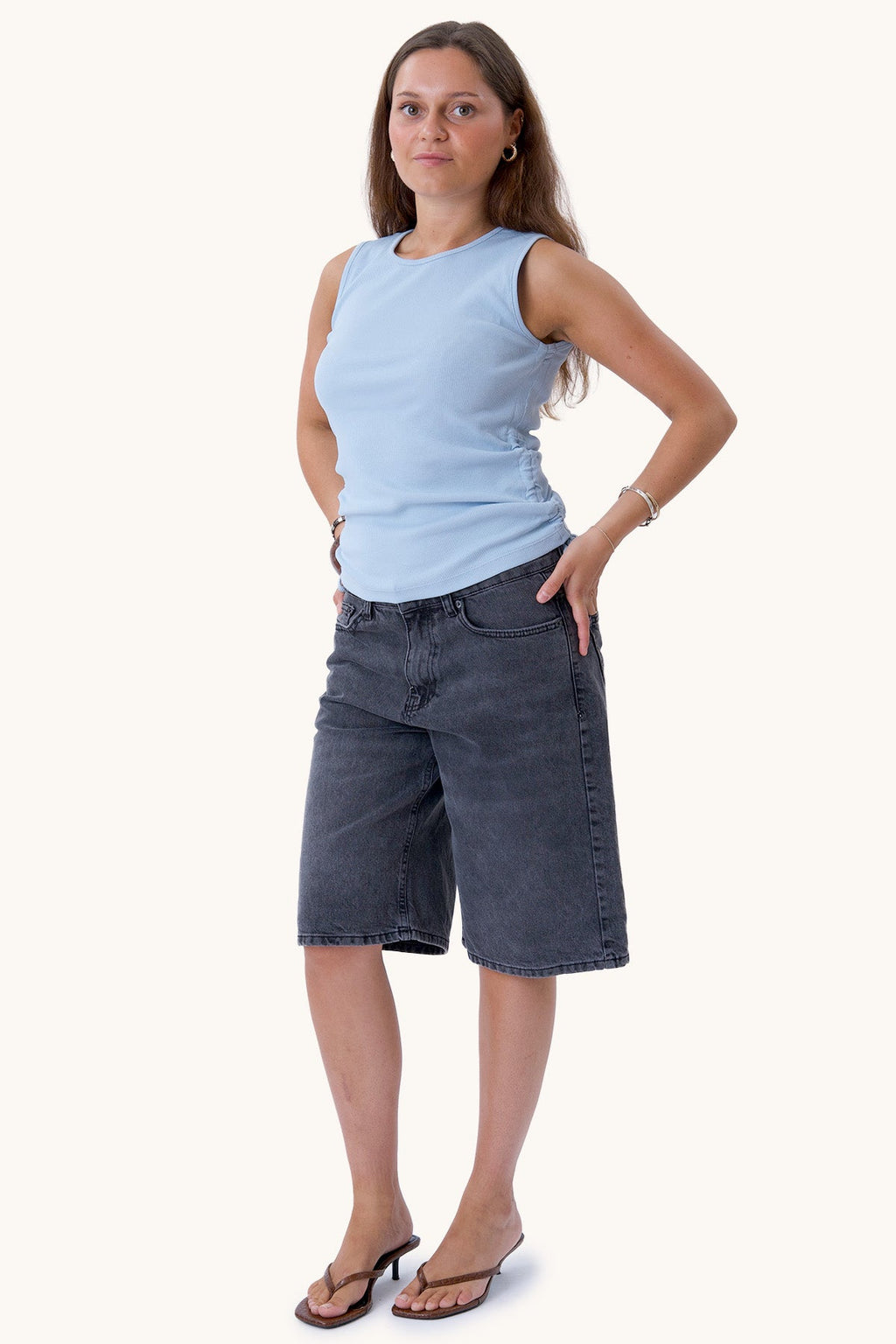 Kennedy top met O-hals - kasjmierblauw