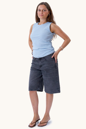 Kennedy top met O-hals - kasjmierblauw