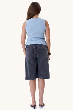 Kennedy top met O-hals - kasjmierblauw