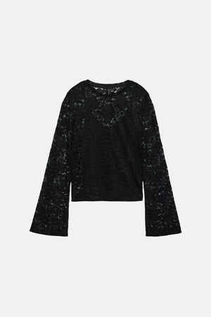 Kanya o -neck korte top - zwart