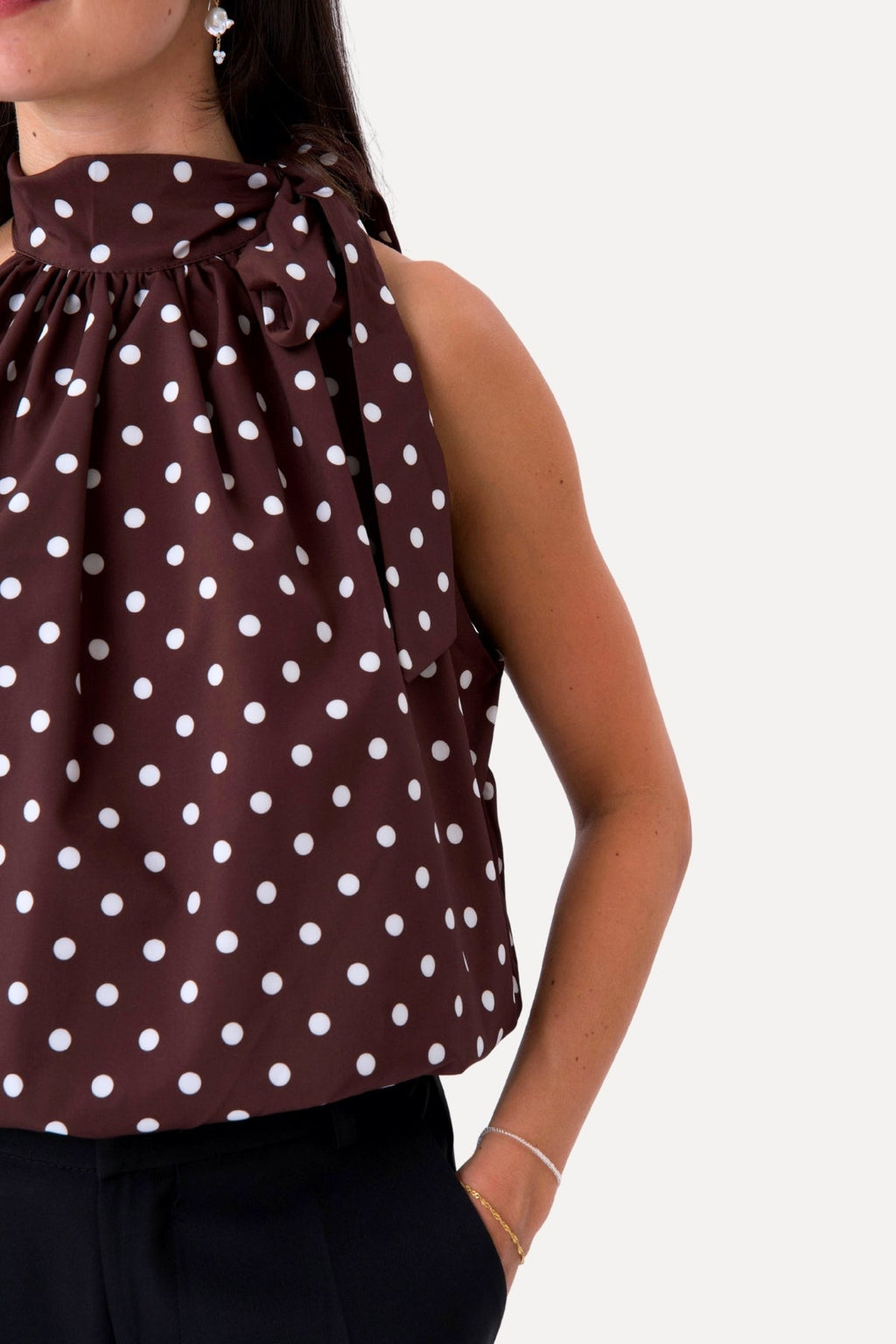 Wilma Top - Brown/White Dots