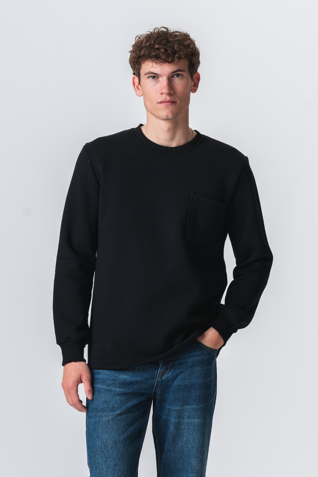 Pocket Sweatshirt Regular Fit - Black