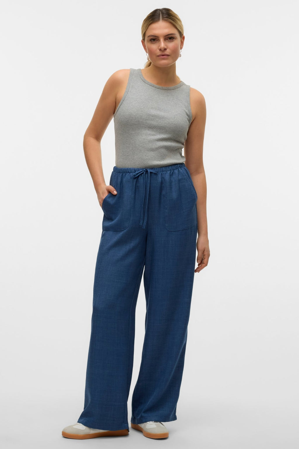 Melaney losse broek - Dark Denim Melange