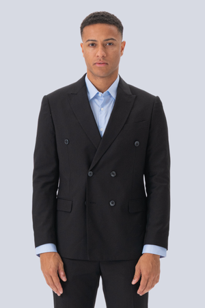 Premium Blazer met dubbele rijsten - Zwart