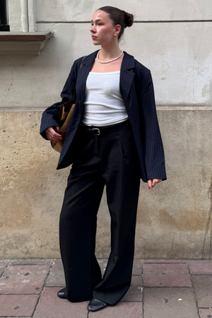 Oversized Blazer - marine krijtstreep