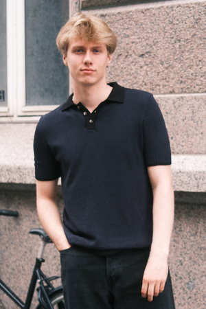 Knitted Polo - Navy