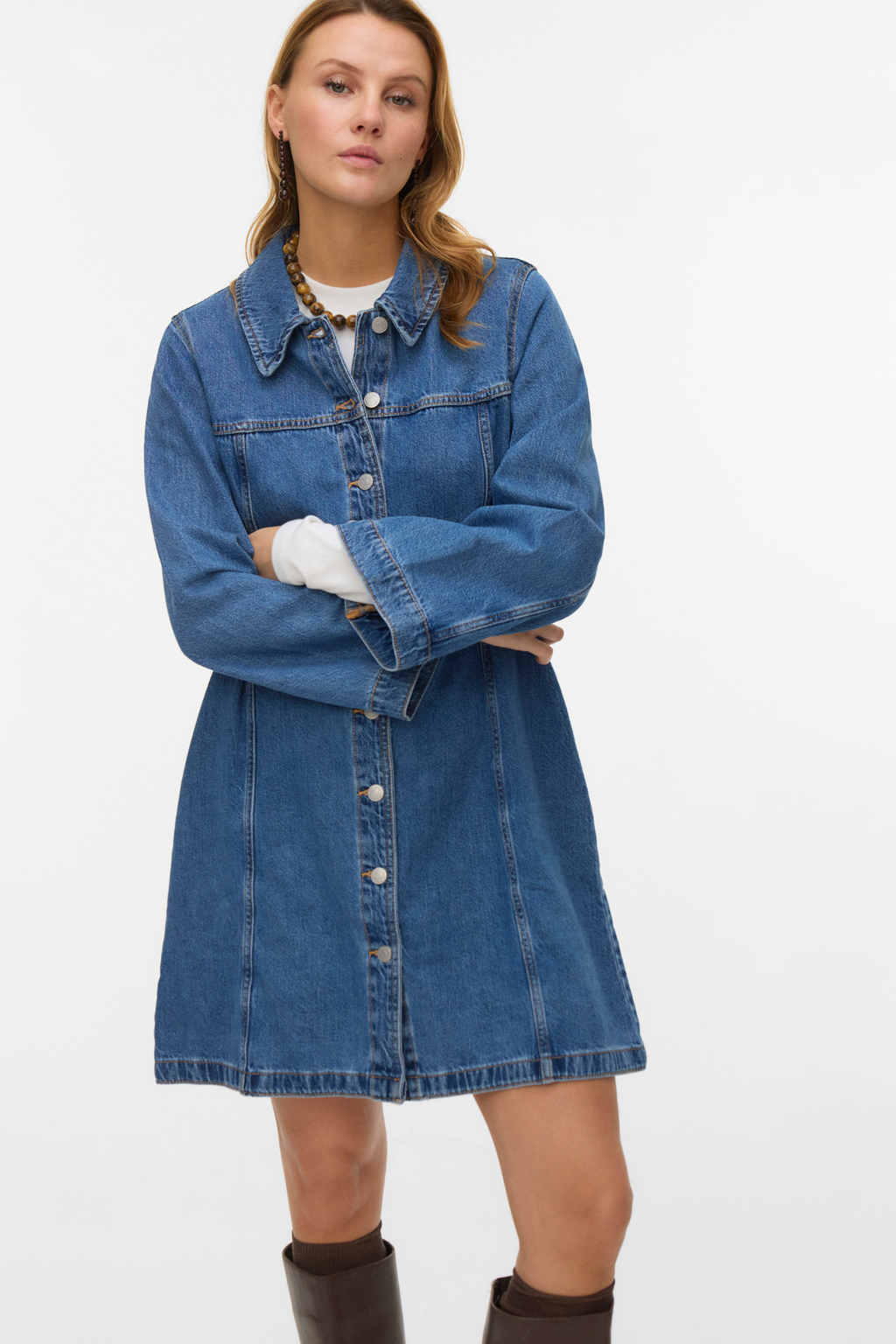 Findo korte denimjurk - medium blauw denim