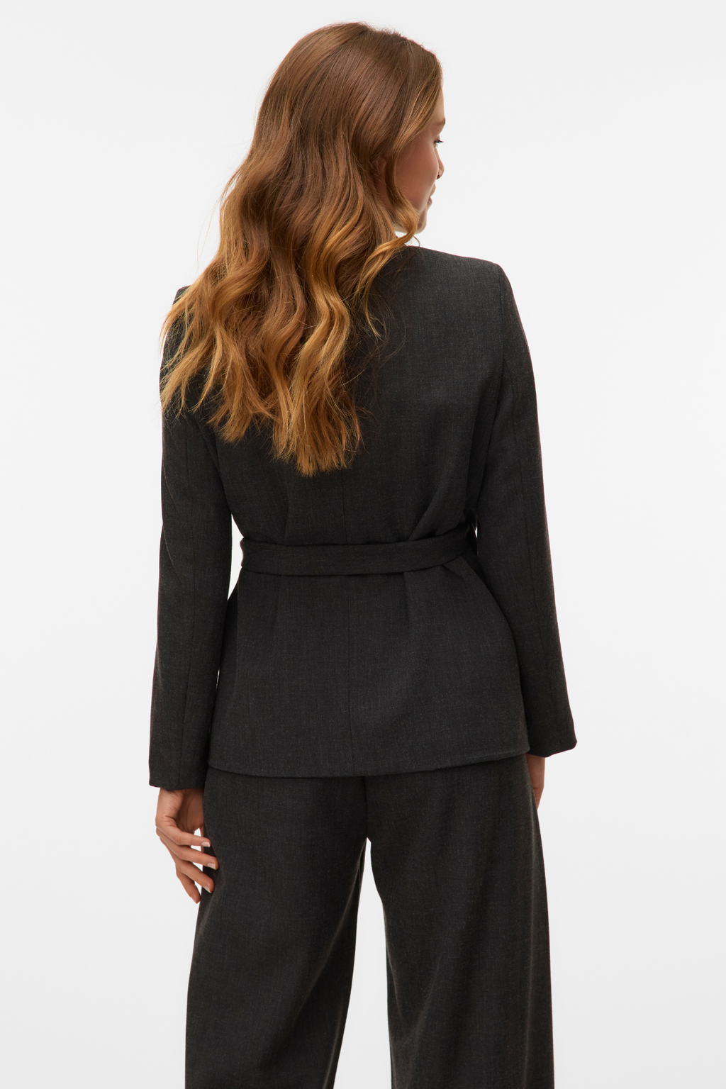 Bestie Loose Strap Blazer - Dark Gray Melange