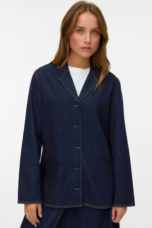 Kanika denim blazer shirt - donkerblauwe denim