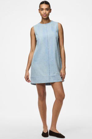 Flora Mini Denim Dress - Light Blue Denim