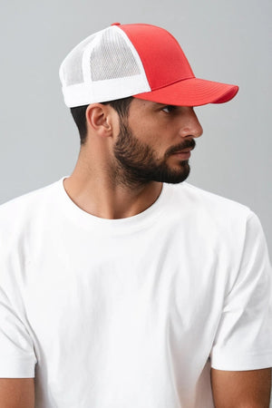 Retro Trucker Colored Front -red –