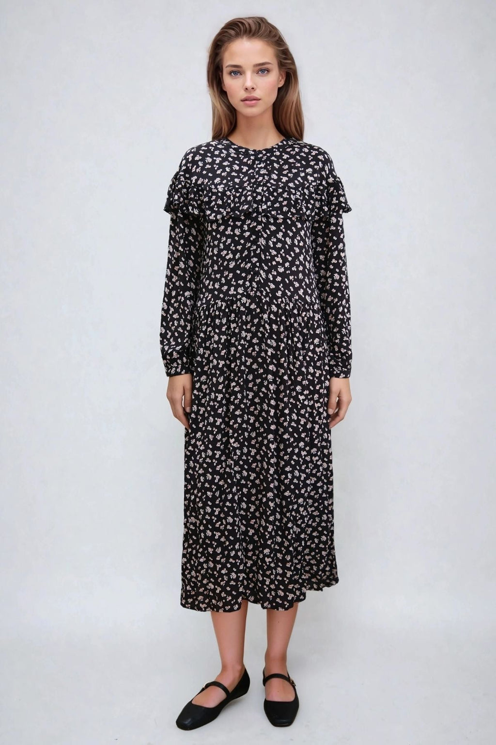 Amelia dress - Black flowered