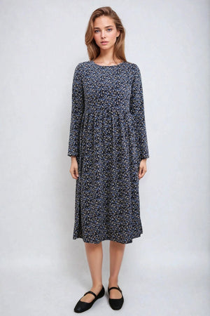 Nadia midi dress - Black-flowered