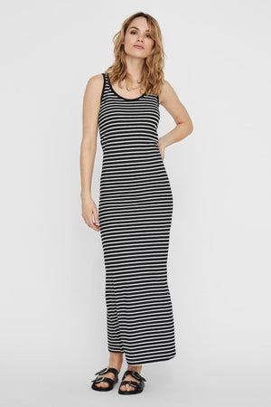 Maria Dress - Zwart / wit gestreept