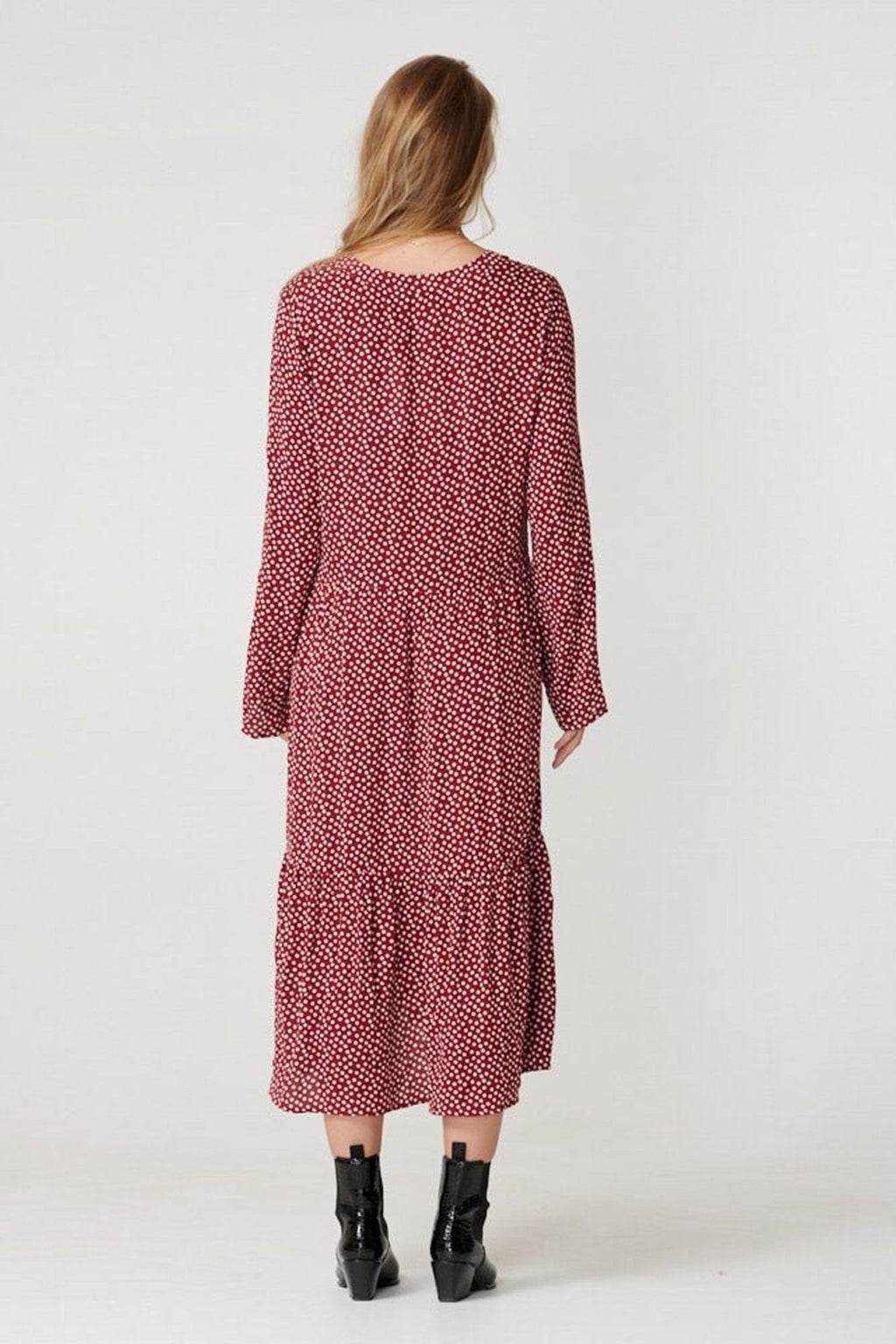 Anna jurk met lange mouwen - zongedodde tomaat