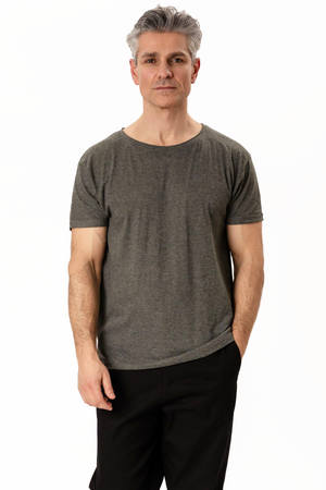 T-shirt met diepe hals - Donkergrijs