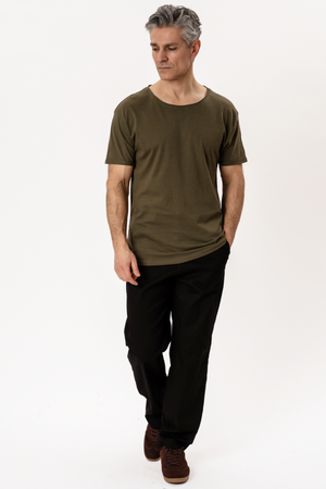 T-shirt met diepe hals - Gemêleerd groen