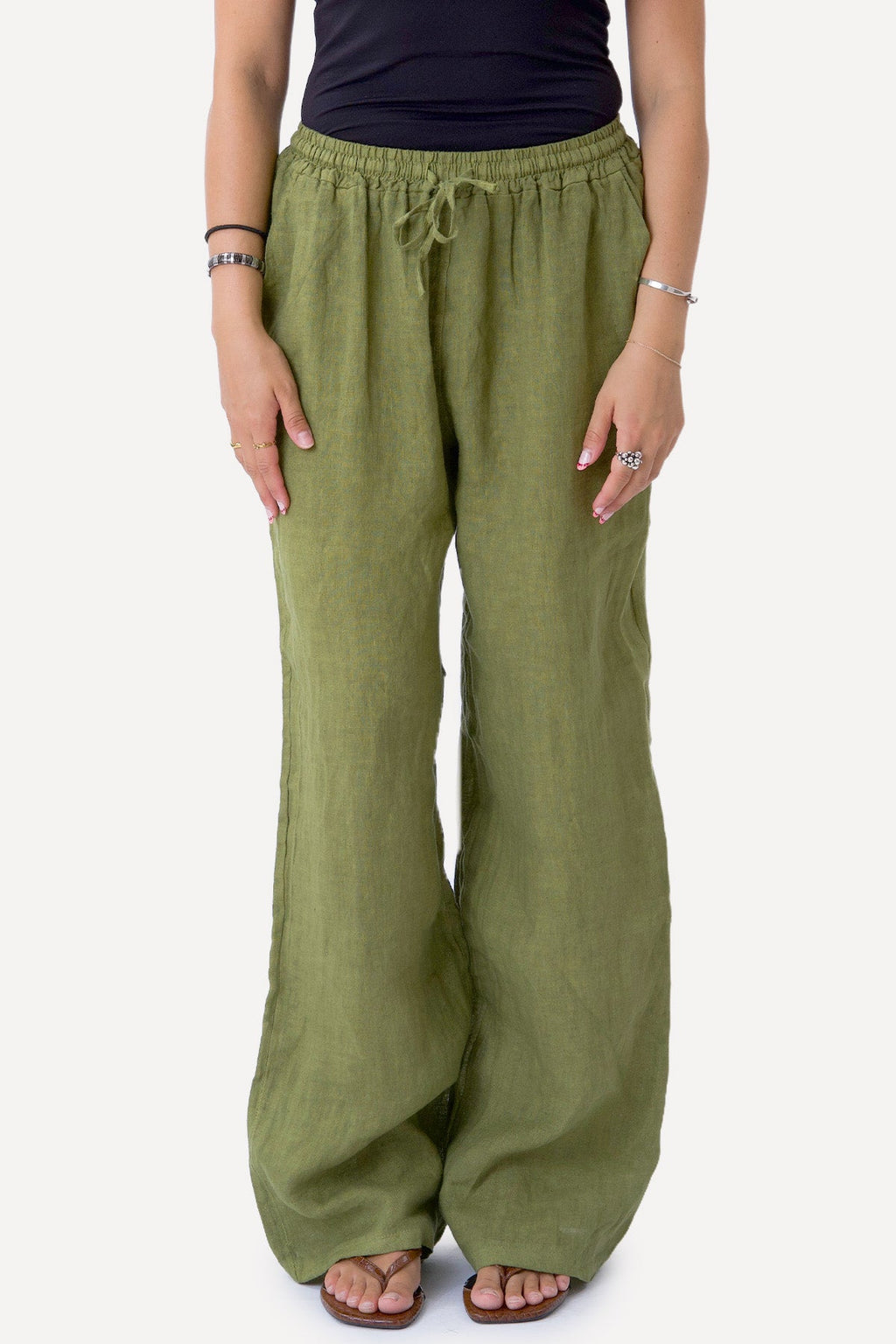 Astrid Linnen Pants - Olijf
