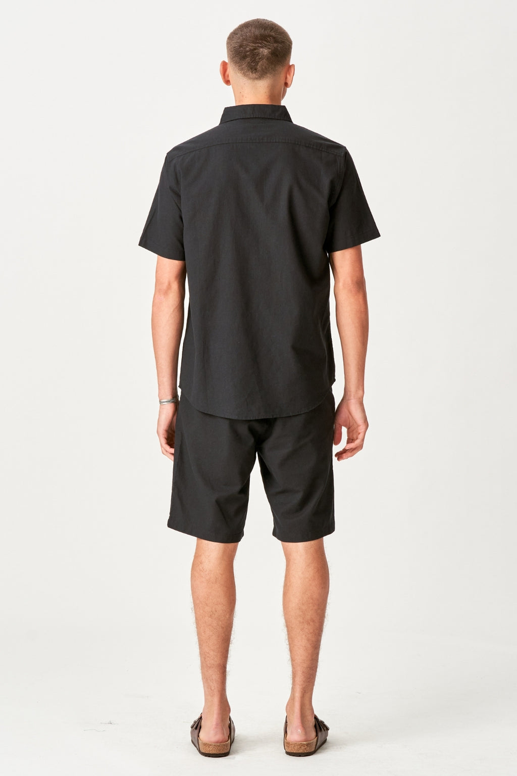 Linnen set shirt met korte mouwen + linnen Shorts - zwart (pakketdeal)