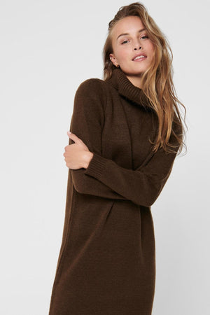 Brandie Roll Neck Dress - Chacory Coffee